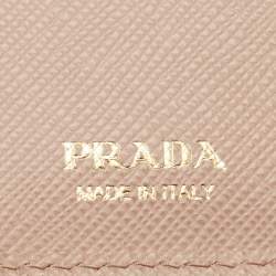 Pre Owned Prada Beige Saffiano Metal Leather Flap Continental Wallet