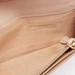 Pre Owned Prada Beige Saffiano Metal Leather Flap Continental Wallet