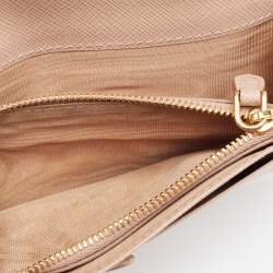 Pre Owned Prada Beige Saffiano Metal Leather Flap Continental Wallet