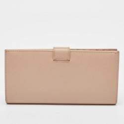 Pre Owned Prada Beige Saffiano Metal Leather Flap Continental Wallet