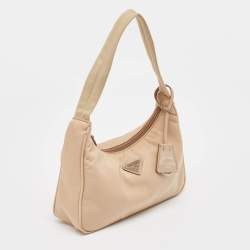 Pre Owned Prada Beige Nylon Re-Edition 2000 Bag