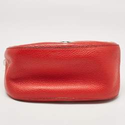 Prada Red Leather Grommet Shoulder Bag