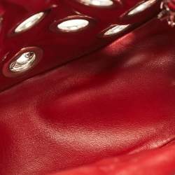 Prada Red Leather Grommet Shoulder Bag