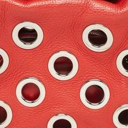 Prada Red Leather Grommet Shoulder Bag