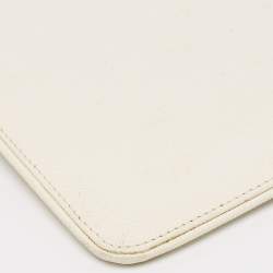 Prada White Saffiano Lux Leather Slim Pochette Bag