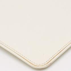 Prada White Saffiano Lux Leather Slim Pochette Bag