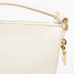 Prada White Saffiano Lux Leather Slim Pochette Bag