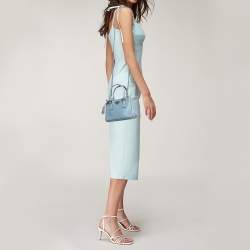 Prada Light Blue Saffiano Lux Leather Mini Double Zip Crossbody Bag