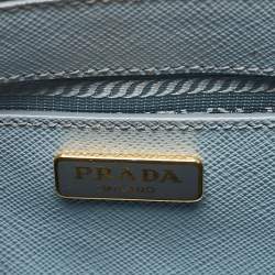 Prada Light Blue Saffiano Lux Leather Mini Double Zip Crossbody Bag