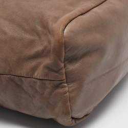 Pre Owned Prada Dark Beige Leather Vertical Tote