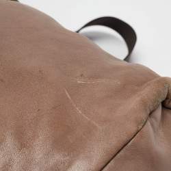 Pre Owned Prada Dark Beige Leather Vertical Tote