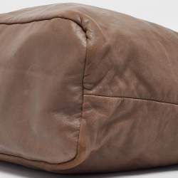 Pre Owned Prada Dark Beige Leather Vertical Tote