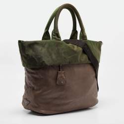 Pre Owned Prada Dark Beige Leather Vertical Tote