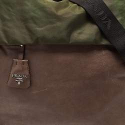 Pre Owned Prada Dark Beige Leather Vertical Tote