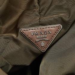 Pre Owned Prada Dark Beige Leather Vertical Tote