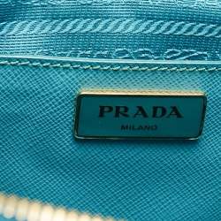 Prada Turquoise Saffiano Leather Medium Double Zip Tote