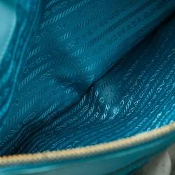 Prada Turquoise Saffiano Leather Medium Double Zip Tote