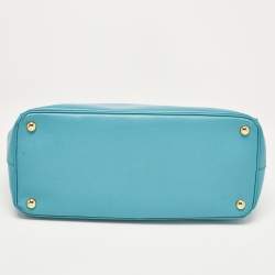 Prada Turquoise Saffiano Leather Medium Double Zip Tote
