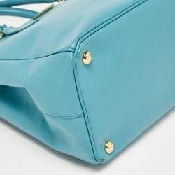 Prada Turquoise Saffiano Leather Medium Double Zip Tote
