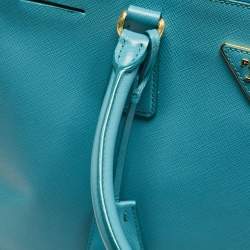 Prada Turquoise Saffiano Leather Medium Double Zip Tote