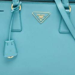 Prada Turquoise Saffiano Leather Medium Double Zip Tote