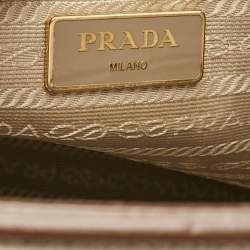 مملوكة مسبقًا Prada White/Khaki Saffiano Leather Parabole Tote