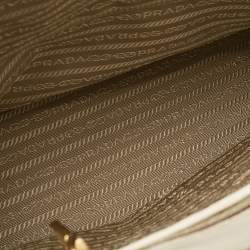 مملوكة مسبقًا Prada White/Khaki Saffiano Leather Parabole Tote