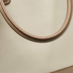 مملوكة مسبقًا Prada White/Khaki Saffiano Leather Parabole Tote