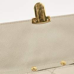 Pre Owned Prada Grey Quilted Nylon Pushlock Flap Crossbody Bag