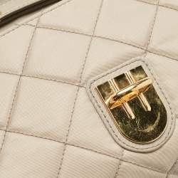 Pre Owned Prada Grey Quilted Nylon Pushlock Flap Crossbody Bag