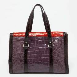 Prada Multicolor Crocodile Leather Lucido Lock Bag