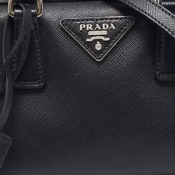 Prada Black Saffiano Lux Leather Mini Boston Bag