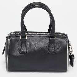 Prada Black Saffiano Lux Leather Mini Boston Bag