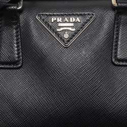 Prada Black Saffiano Lux Leather Mini Boston Bag