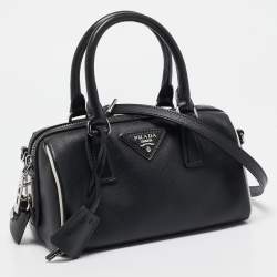 Prada Black Saffiano Lux Leather Mini Boston Bag