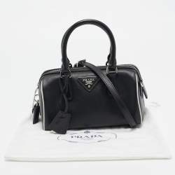 Prada Black Saffiano Lux Leather Mini Boston Bag