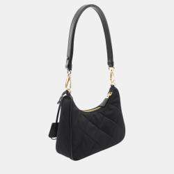 Prada Saffiano Leather  Black  TESSUTO IMPUNTU Chain Re-Nylon Shoulder Bag