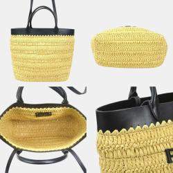 Prada Small Crochet x Leather Rayon Natural Black Handbag