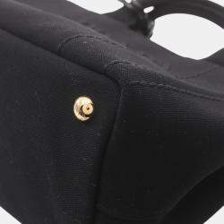 Prada Canvas Black CANAPA RICAMO Handbag