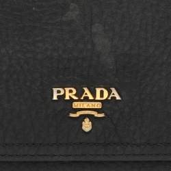 Prada Black Leather Flap Continental Wallet