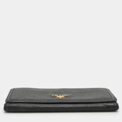 Prada Black Leather Flap Continental Wallet