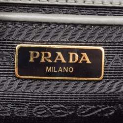 Pre Owned Prada Grey Saffiano Leather Logo Flap Crossbody Bag