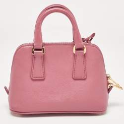 Pre Owned Prada Pink Saffiano Leather Mini Promenade Crossbody Bag