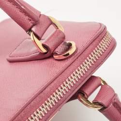 Pre Owned Prada Pink Saffiano Leather Mini Promenade Crossbody Bag