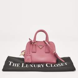 Pre Owned Prada Pink Saffiano Leather Mini Promenade Crossbody Bag