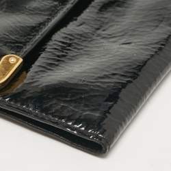 Pre Owned Prada Black Patent Leather Trifold Wallet