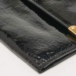 Pre Owned Prada Black Patent Leather Trifold Wallet