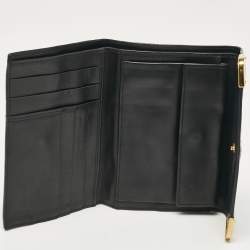 Pre Owned Prada Black Patent Leather Trifold Wallet