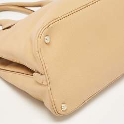 Prada Tan Saffiano Cuir Leather Open Promenade Satchel