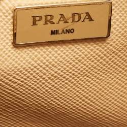 Prada Tan Saffiano Cuir Leather Open Promenade Satchel